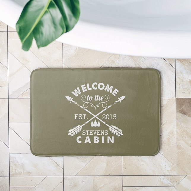 Welcome to the Cabin | Rustic Arrows Personalised Bath Mat (Creator Uploaded)