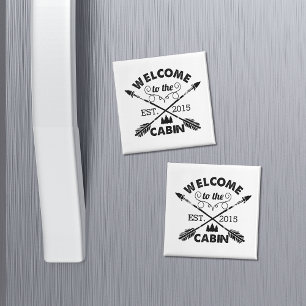 Welcome to the Cabin Rustic Arrows & Pine Tree Magnet