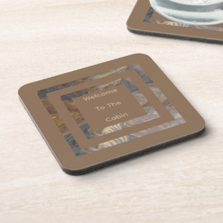 Welcome to the Cabin Rustic Woodgrain Lodge Coaster