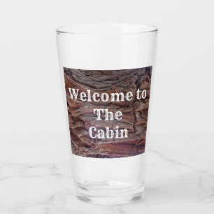 Welcome to the Cabin Tree Trunk Photo Rustic Glass