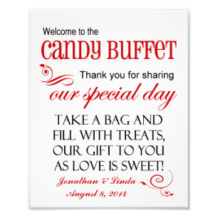 Welcome to the Candy Buffet Red Wedding Sign