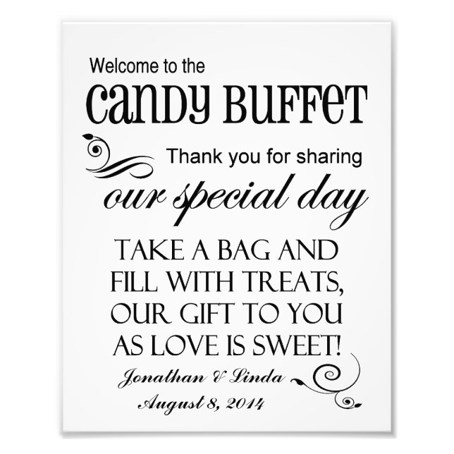 Welcome to the Candy Buffet Wedding Sign Black (Front)