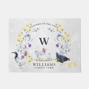 Welcome to the Chicken Coop   Family Name Monogram Doormat