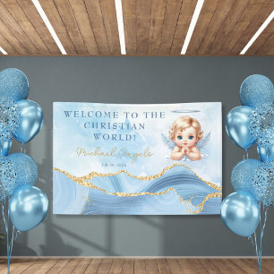 Welcome to the Christian World Boy Baptism Banner