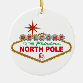 Welcome To The Fabulous North Pole (Vegas Sign) Ceramic Tree Decoration