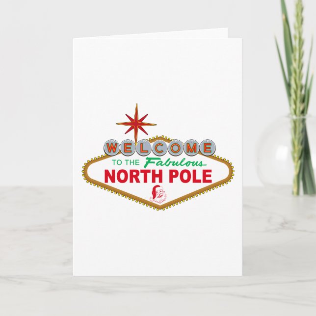 Welcome To The Fabulous North Pole (Vegas Sign) Holiday Card (Front)