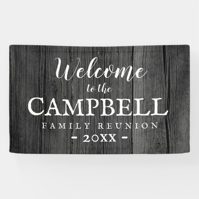 Welcome to the family reunion rustic barn wood banner (Horizontal)