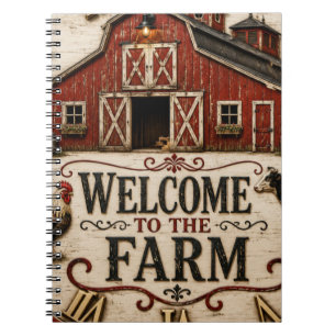 Welcome to the Farm Rustic Red Barn Farmhouse Notebook