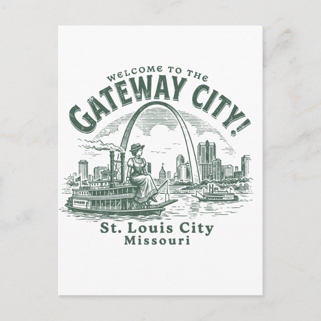 Welcome to the Gateway City St. Louis City Missour Postcard (Front)