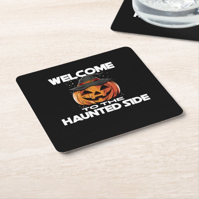 Welcome To The Haunted Side Paper Coaster (Angled)
