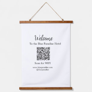 Welcome to the hotel restaurant villa scan QR WIFI Hanging Tapestry
