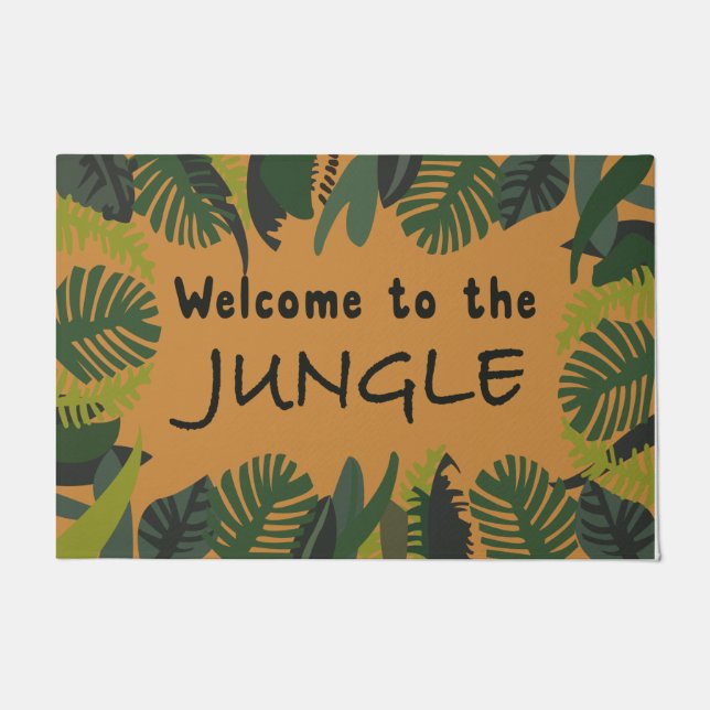 Welcome To The Jungle Mat, Tropical Design  Doormat (Front)