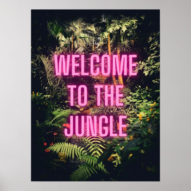 "Welcome to the Jungle" Neon Party Poster (Front)