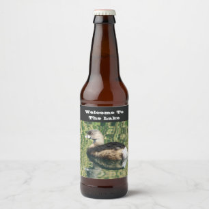 Welcome To The Lake Grebe Water Reflection Guest Beer Bottle Label