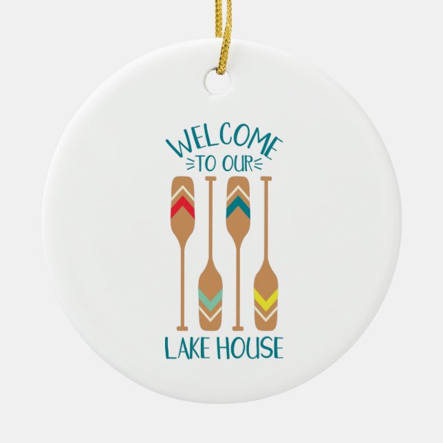 Welcome To The Lake House Ceramic Tree Decoration (Front)