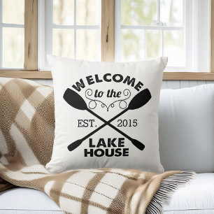 Welcome to the Lake House Rustic Paddles Cushion
