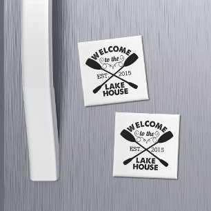 Welcome to the Lake House Rustic Personalised Magnet