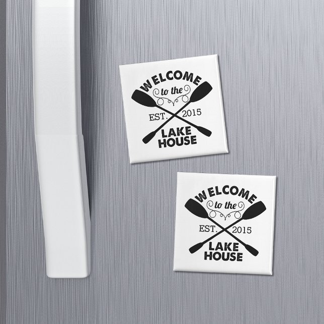 Welcome to the Lake House | Rustic Personalised Magnet (Creator Uploaded)