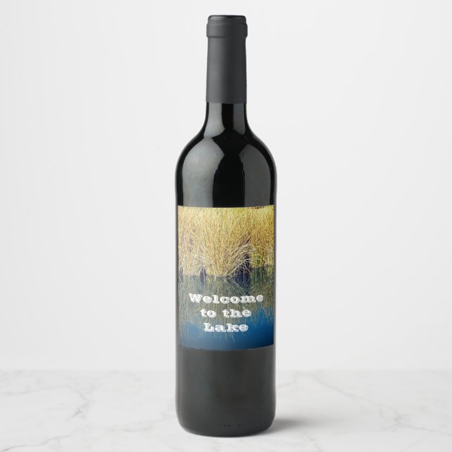 Welcome to the Lake Water Reflection House Guest Wine Label (Front)