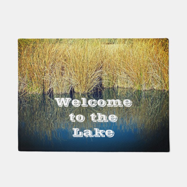 Welcome to the Lake Water Reflection Lakeside Doormat (Front)