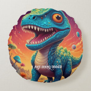 Welcome to the Magical World of Dino Delights Round Cushion