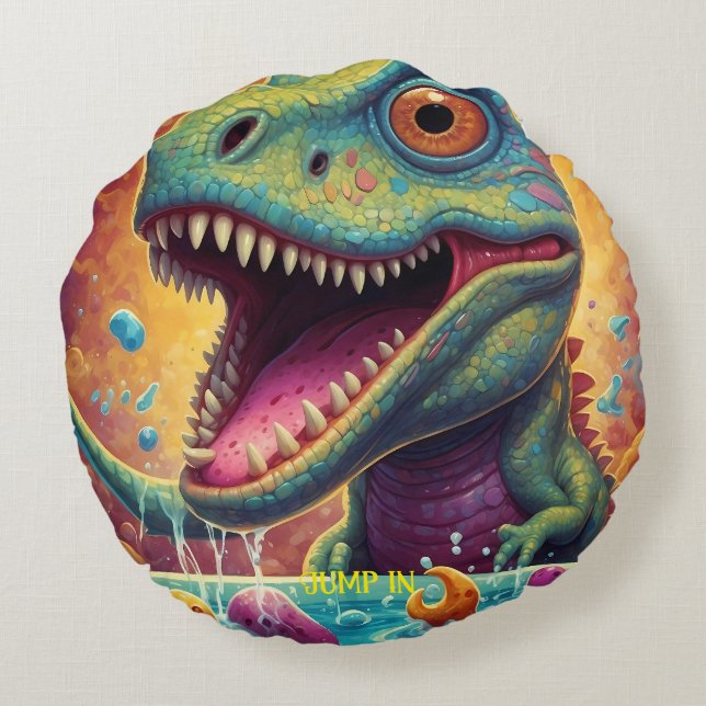 Welcome to the Magical World of Dino Delights Round Cushion (Back)