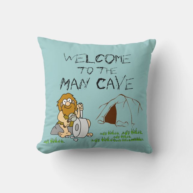 Welcome to the Man Cave Pillow (Front)