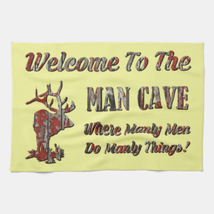 WELCOME TO THE MAN CAVE TEA TOWEL
