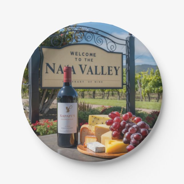 Welcome to the Napa Valley Wine Bottle Paper Plate (Front)