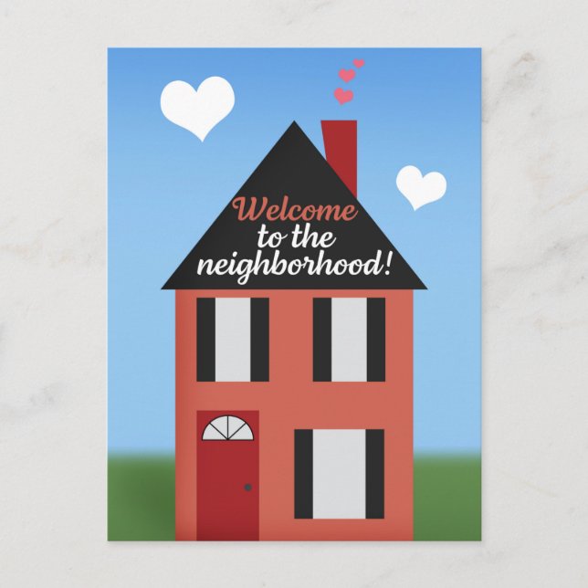 Welcome to the Neighborhood Illustrated House Holiday Postcard (Front)