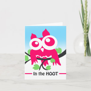 Welcome to the NeighborHOOT, Cute Pink Owl, Pun Card