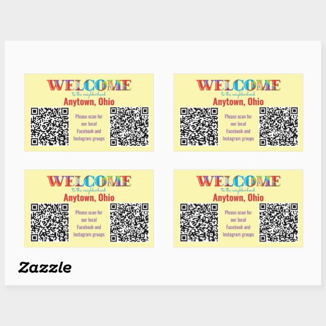 WELCOME to the Neighbourhood Custom QR Code Rectangular Sticker (Sheet)