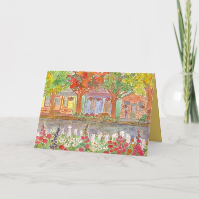 Welcome To The Neighbourhood Houses Picket Fence Card (Front)