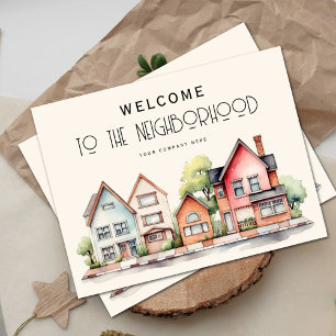 Welcome to the Neighbourhood Modern Colourful Home Postcard