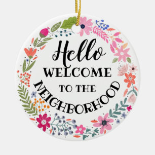 welcome to the neighbourhood new home note card ceramic tree decoration