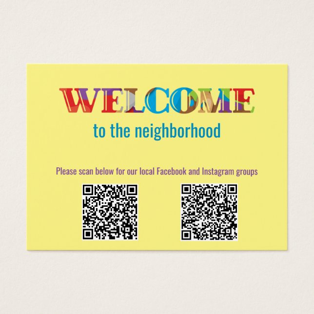 WELCOME to the Neighbourhood Profile Card (Front)