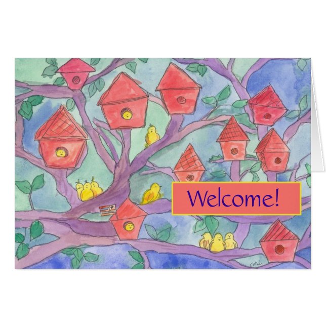 Welcome to the Neighbourhood Red Bird House (Front Horizontal)