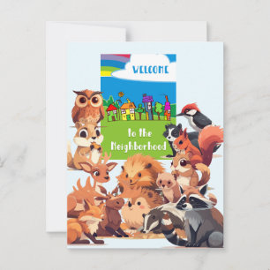 Welcome To The Neighbourhood Woodland Animals  Postcard