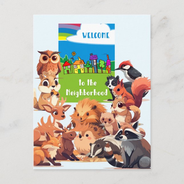 Welcome To The Neighbourhood Woodland Animals  Postcard (Front)