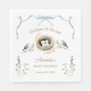 Welcome to the Nest Blue Ribbon Baby Shower Napkin
