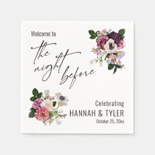 Welcome to The Night Before Realistic Pink Flowers Napkin