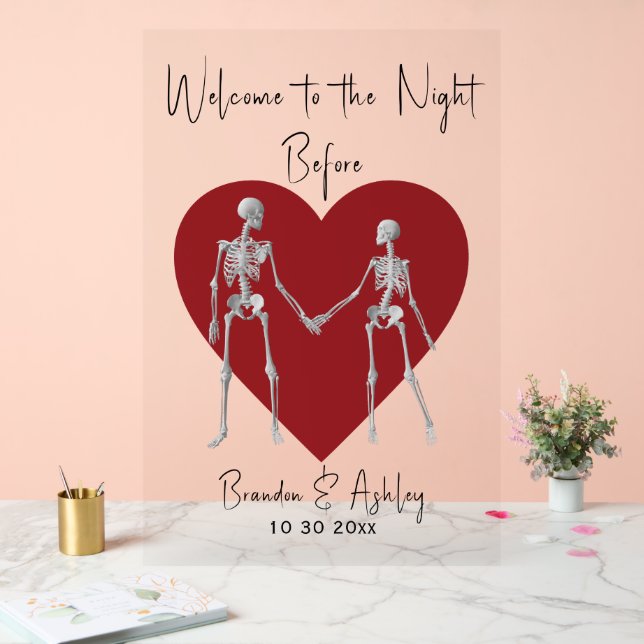 Welcome to the Night Before Rehearsal Dinner Red Acrylic Sign (Wedding)
