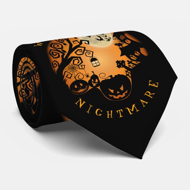 Welcome To The Nightmare Halloween Pumpkin Custom Tie (Rolled)