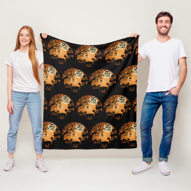 Welcome to the Nightmare Halloween Pumpkin Graphic Fleece Blanket (In Situ)