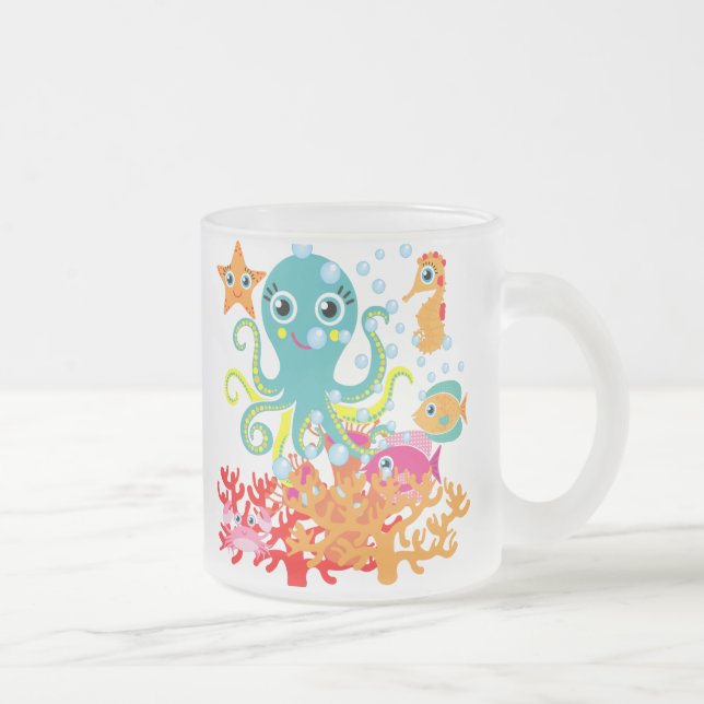 Welcome to the Ocean Frosted Glass Coffee Mug (Right)