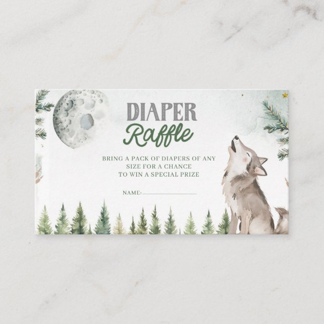 Welcome to The Pack Forest Wolf Diaper Raffle Enclosure Card (Front)