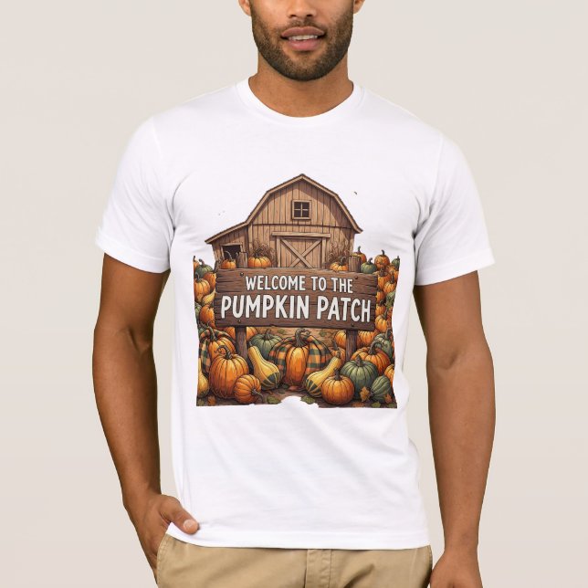 Welcome to the Pumpkin Patch Rustic Fall Illustrat T-Shirt (Front)