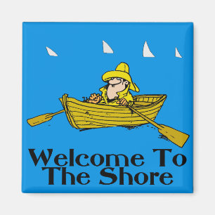 Welcome to the Shore, Rowboat & Sharks Magnet