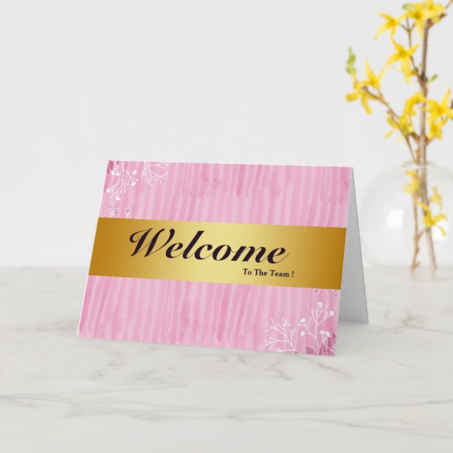 Welcome To The Team Minimal Gold Bladge Card (Yellow Flower)