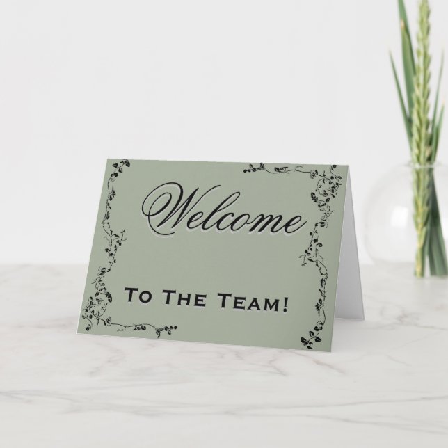 Welcome To The Team Swirl Floral Black & Pink Card (Front)